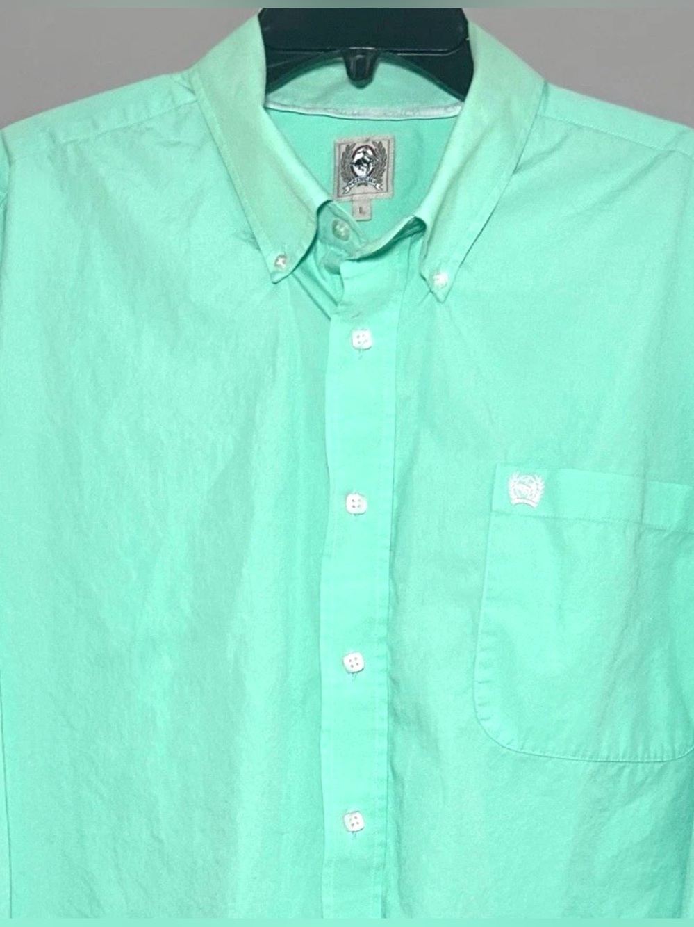 Cinch Men's Western Solid Mint Green Button-Down Shirt L/XL - Picture 4 of 9